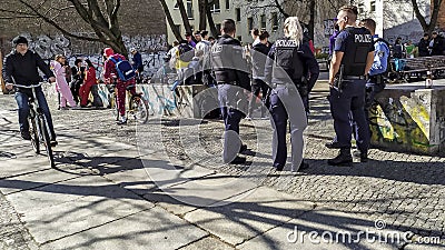 German police break up Editorial Stock Photo